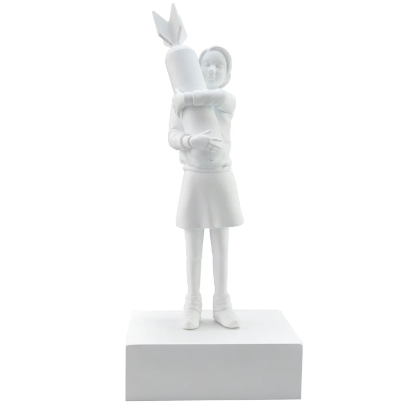 Banksy Bomb Girl Modern Sculpture Bomb Hugger Statue Resin Table Piece Bomb Love England Art House Decor Figure Christmas Gifts