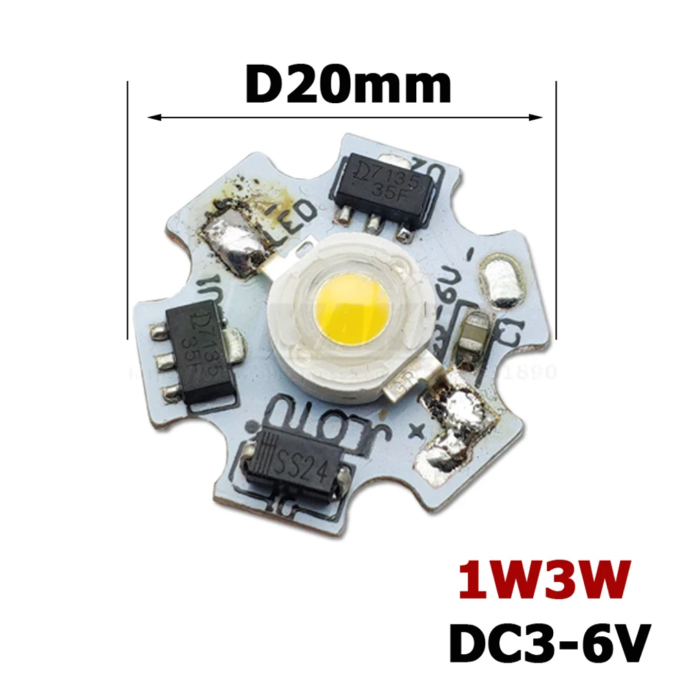 DC3-6V LED PCB Installed 1W 3W Chip SMD COB Doide Warm Cool White Red Green Blue Yellow 660 440 UV Grow Light D20MM USB Lamps