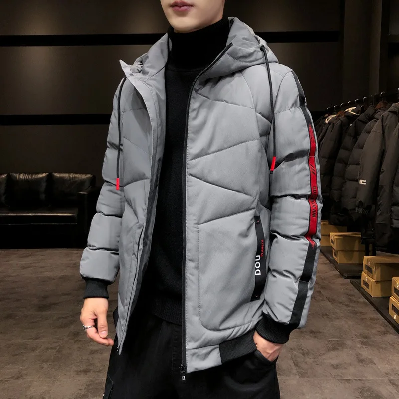 Men New Parka Cotton Padded Casual Streetwear Winter Jacket Coat Male Warm Jacket Solid Hooded Zipper Thick Coat Parkas Hommes