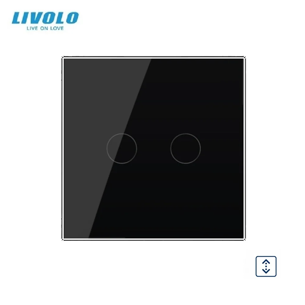 Livolo EU Standard,VL-C702W-11,2 Gangs 1 Way Luxury Crystal Glass Panel Glass Curtain Switch Smart  Touch Wall Switch