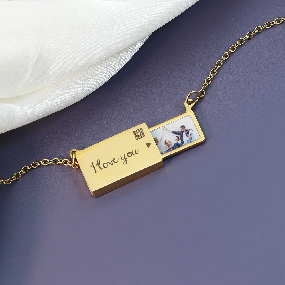 MaiLun Benutzerdefinierte Foto Nachricht Umschlag Halskette Edelstahl Umschlag Anhänger Halskette Schmuck Geschenk für Freundin – Detail 3