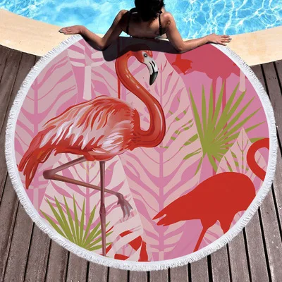 Tropical Plants Round Beach Towel 150cm Microfiber Bath Towel Floral Tapestry Toallas Summer Swimming Towels Bohemia Yoga Mats