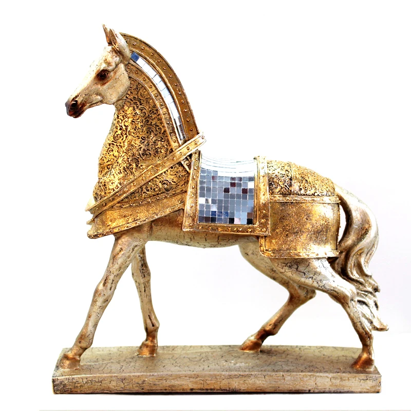 

Modern Minimalist Golden Armored Warhorse Sculpture & Statue Home Decoration Ornaments Office Display Props Business Gifts