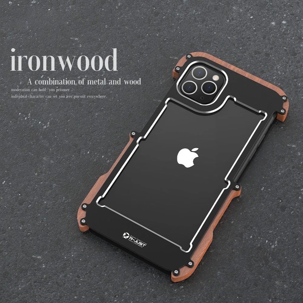 Aluminum Frame Phone Cover Shell, Wood Bumper Metal Case,For iPhone 15 Pro Max 12 Pro 11 13 14 Pro Max 14 Plus Mini