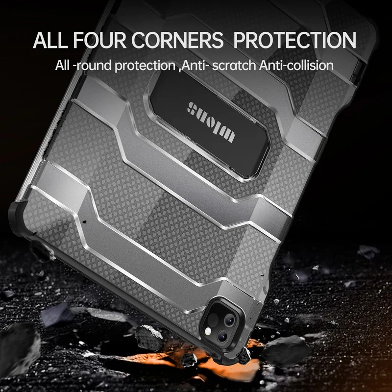 Military Shock Proof Rugged Kickstand Cover for Ipad Mini 6 2022 2024 Pro 11 12.9 13 Clear Case for Ipad 8/9/10th Gen Air4/5/6