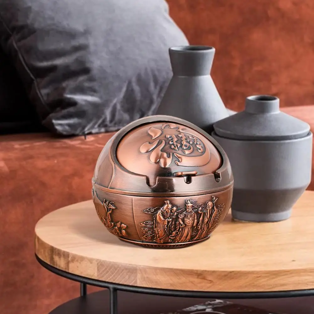 Cow Pattern Ash Tray with Lid Alloy Fancy Gift Smoking Ashtray for Home