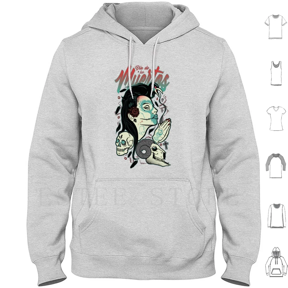 Muertos Hoodies Skull Sugar Skull Tattoo Alternative Horror Dia De Muertos Mexico Cool Urban Graffiti