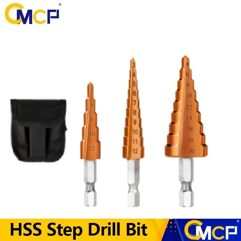 

CMCP Step Cone Drill 3-12/13 4-12/20/22mm Core Drilling Tools Hex Shank TiCN Coated Hole Cutter HSS Step Drill Bit