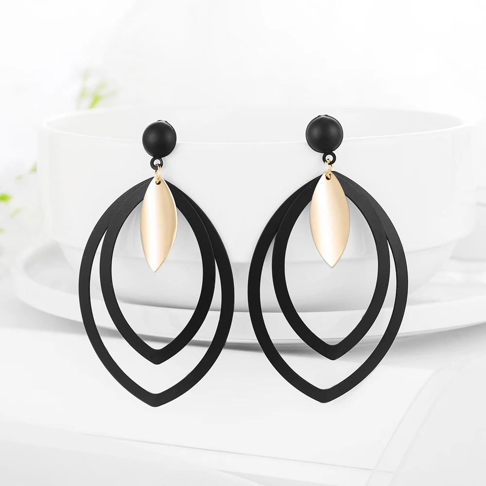 WYBU Summer Style Golden Black Circle Drop Earrings Star Hollow Water Drop Earing Triangle Jewel Alli Express Brinco Bijouterie