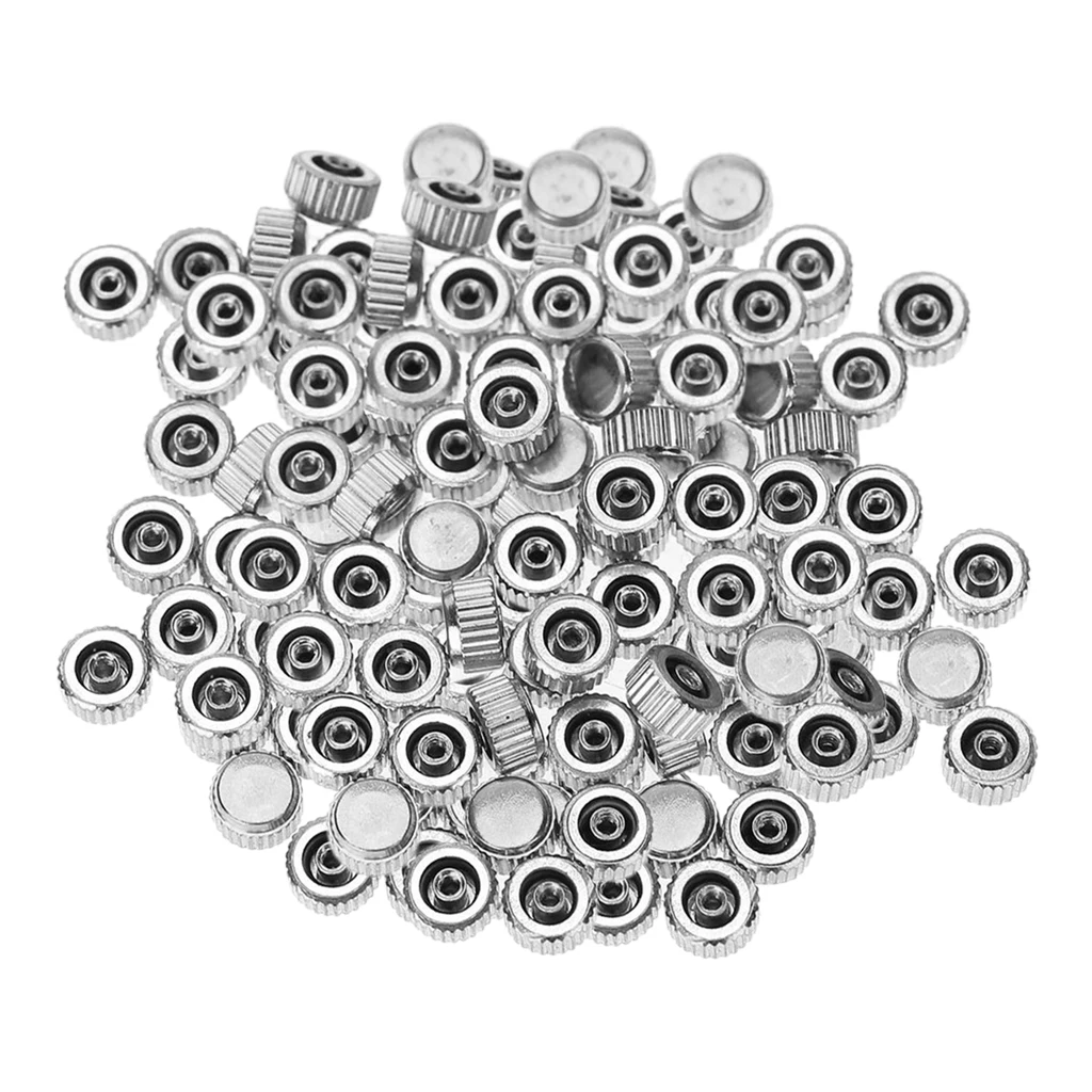 100pcs Watch Crowns For Quartz Watch Repairs Replace Watch Part Silver Tone