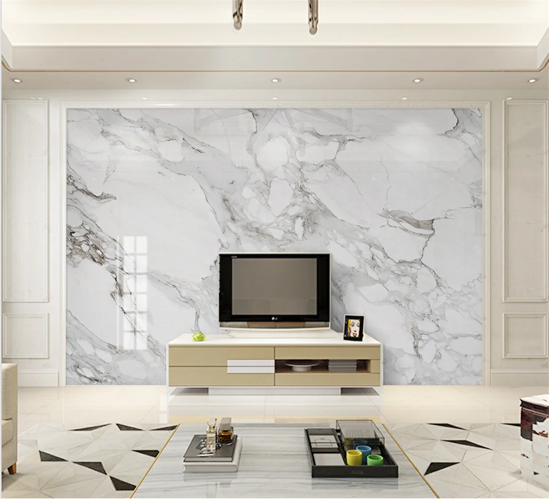 Custom size wallpaper White Gold lines Marble background wall Home decor Stone wall mural decorative painting 3d wallpaper