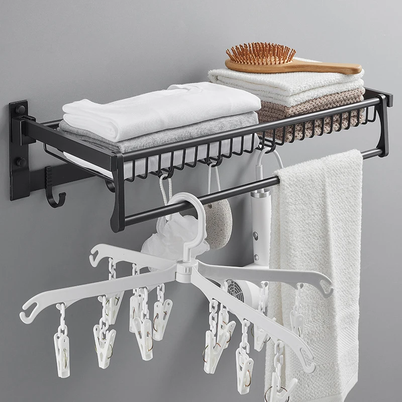 Bad Zubehör Handtuch Rack Regal Wand Montiert Bad Regale Punch-freies Installation Lagerung Rack Handtuch Halter