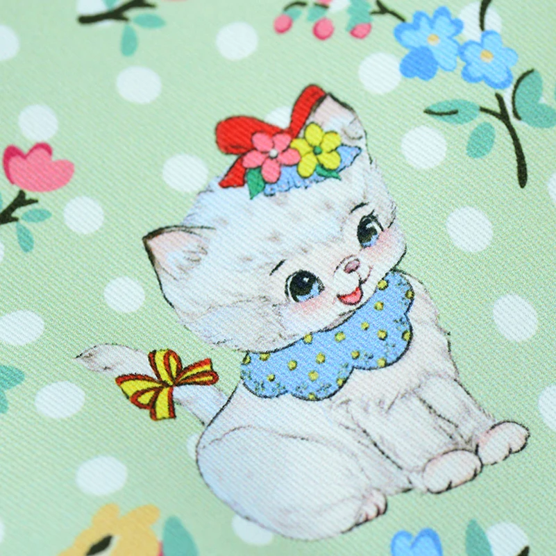 Cats Cotton Fabric Printed Thicken Twill Cartoon for Sewing DIY Handmade Clothing By Half Meter