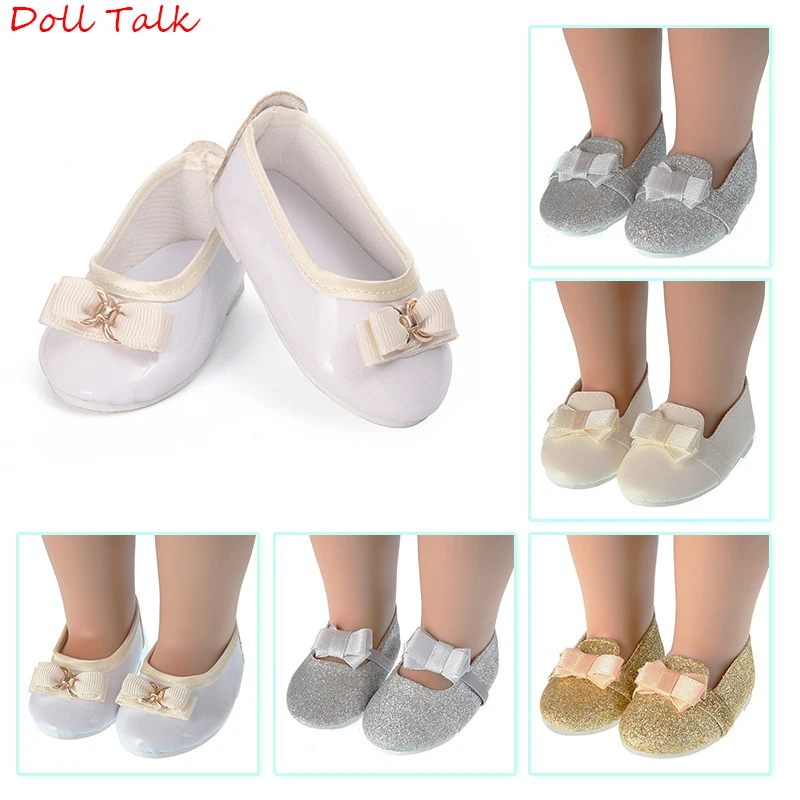 Chaussures de poupée à nœud papillon 43cm, MIni chaussures mignonnes en cuir Pu pour poupée de bébé américaine de 18 pouces, accessoires de jouet BJD 1/3