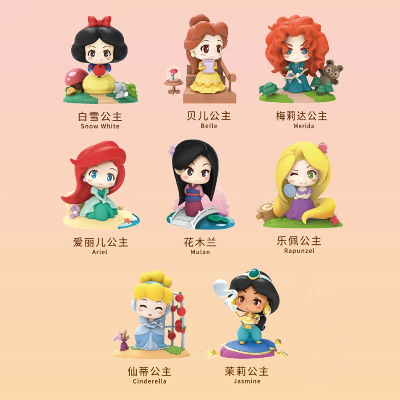 Disney Princess Ariel Snow White Rapunzel Jasmine Cinderella Mulan Belle Merida Action Figure Dolls Toys Model Gift Kids Girls