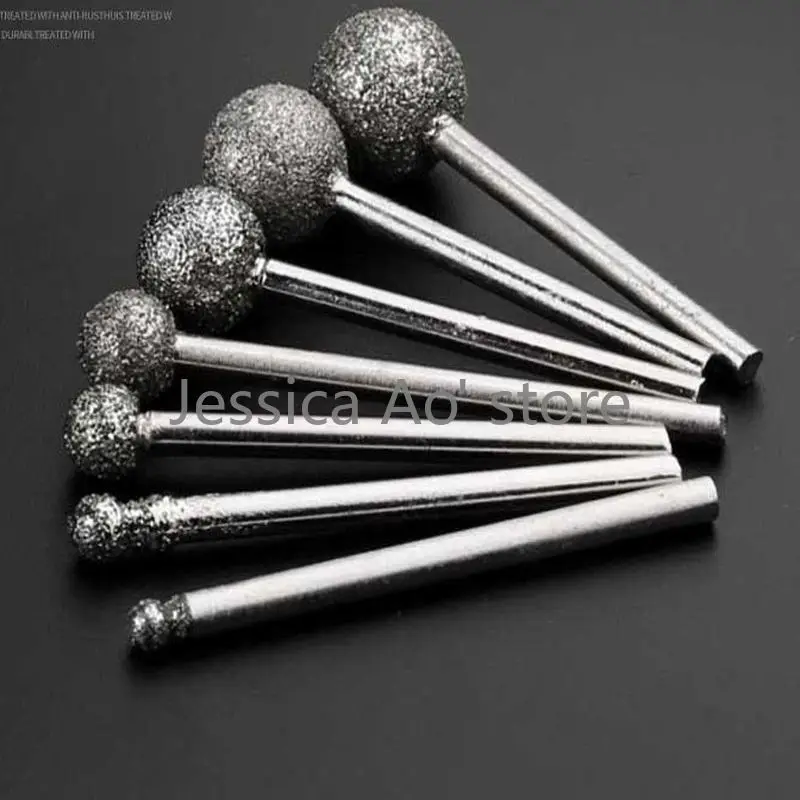 15 pz 5-12mm pietra intaglio diamante rettifica punte sfera forma palla incisione testa frese rotative giada stampo strumento di intaglio del vetro