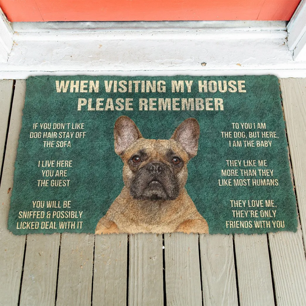 

3D Please Remember French Bulldog Dog's House Rules Doormat Non Slip Door Floor Mats Decor Porch Doormat