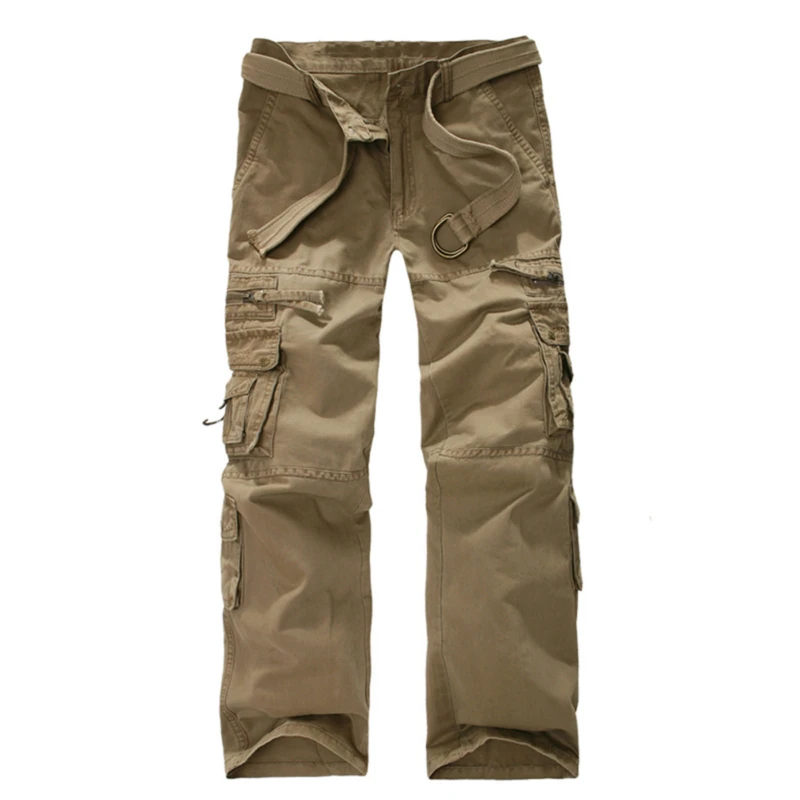 Men\'s Cargo Pants Multi Pocket Overalls Casual Pants Tactical Commandos Styles Loose Full Length Male Casual Trousers Plus Size