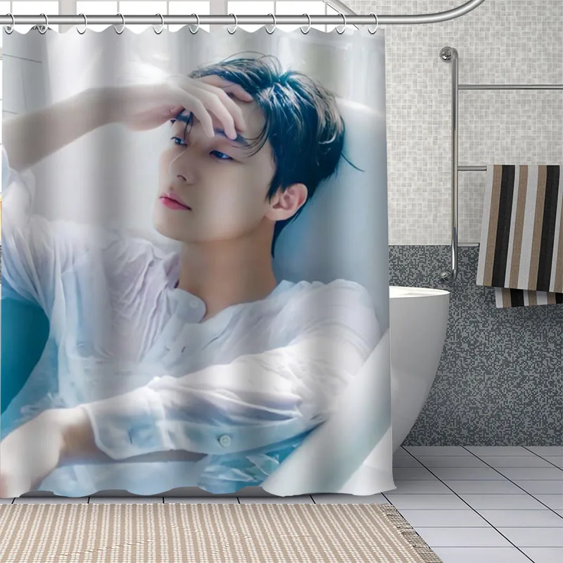 Custom Waterproof Shower Curtains Park Seo Jun Actor Curtain Bathroom Waterproof Polyester Curtains For Bathroom With Hook