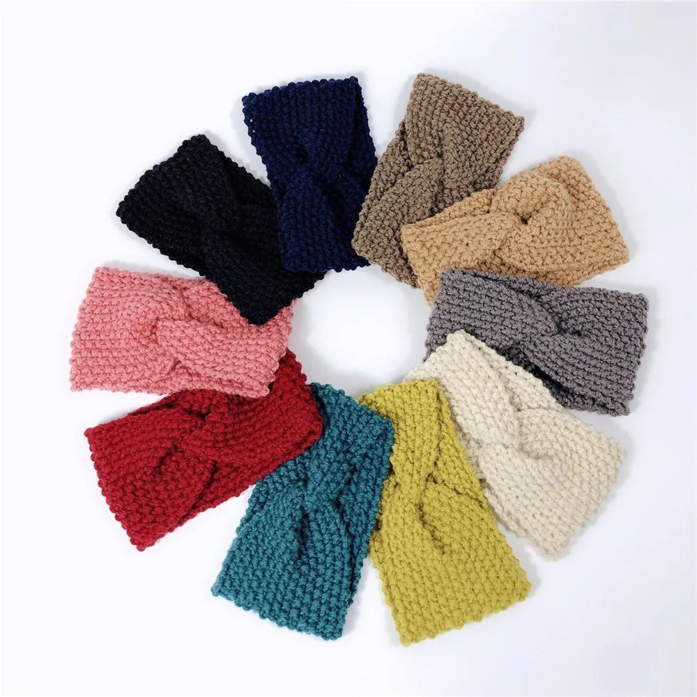 Fashion Winter Warmer Knitted Headband Women Fashion Crochet Turban Multicolor Wide Stretch Hairband Headwrap Hair Accessories