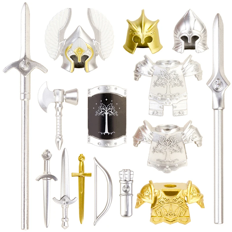 Koruit mediaeval times weapons for 4cm mini dolls GOT The Ring MOC building blocks chrome Pumping Bricks toys for children