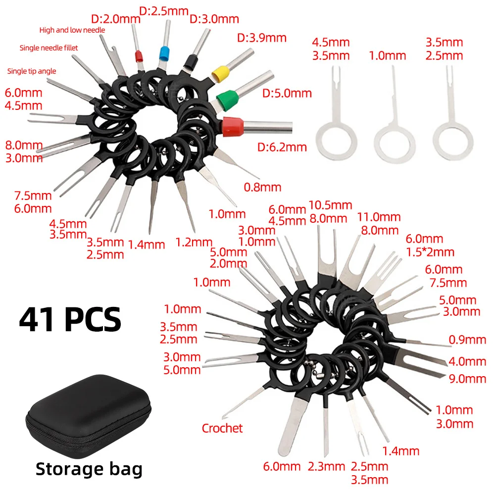 26/41pcs Car Terminal Ejector Kit Pin Removal Tool Set Automotive Electrical Stylus Wire Puller Tool Crimp Connector Extractor