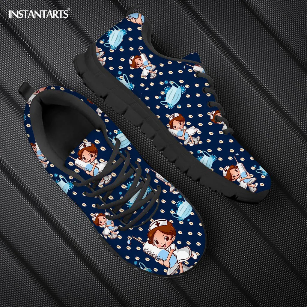 

Buty Damskie Fashion 3D Cartoon Nurse Prints Woman Flats Shoes Lace Up Sneakers For Teenage Girls Luxury Designer Jogging Shoes