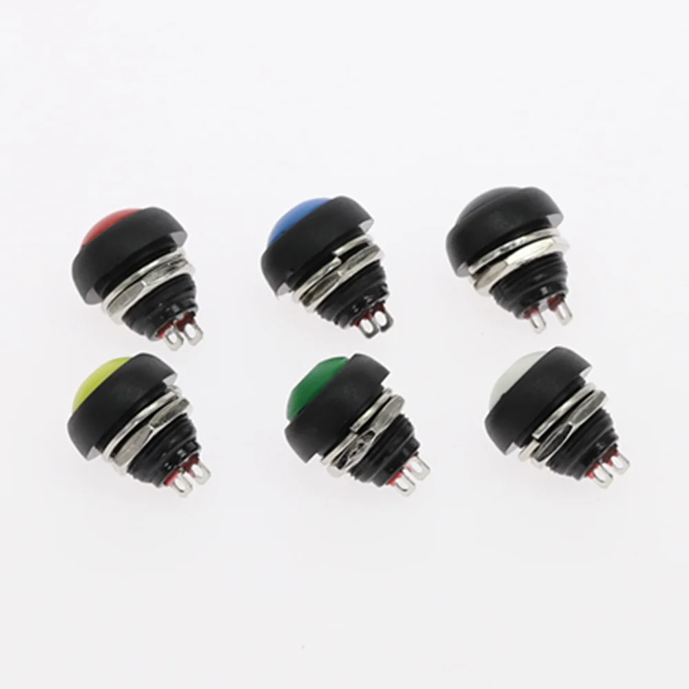 1Pcs 2Pin Mini Switch 12mm 1A waterproof switch 12v momentary Push button Switch since the reset Non-locking