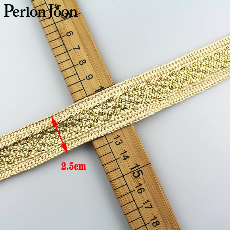 10 yard 1.9cm New gold thread polyester webbing clothing bag shoes decorative ribbon woven decorative accessories ZD004