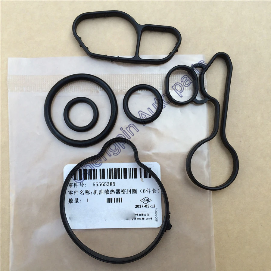 (10set/lot)Original Engine Oil Cooler Repair Kits Gaskets Seals OEM# 55565385 For Chevrolet Cruze Sonic Trax Encore Astra