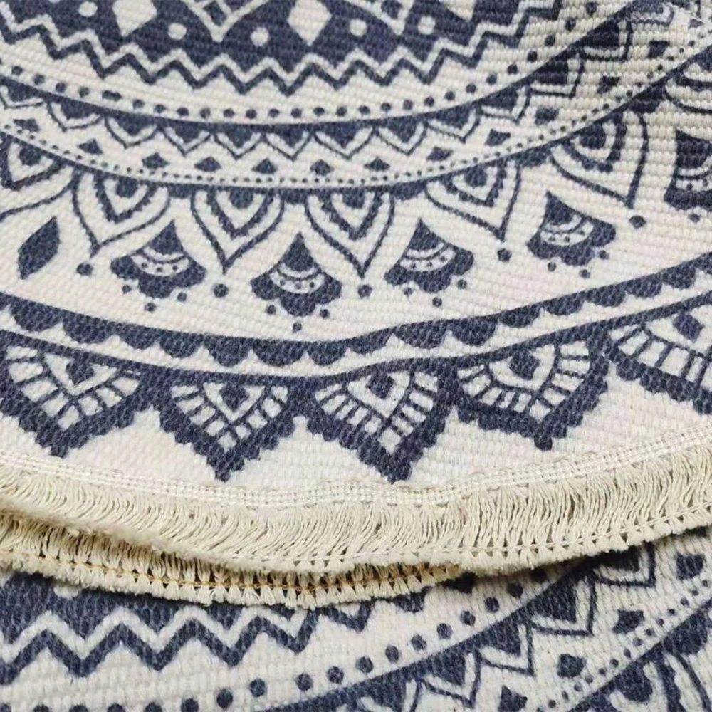 Boho Carpet Round Cotton Linen Carpet Anti-Slip Floor Mat Mandala Carpets for Living Room Bedroom Bohemian Mat Macrame Area Rugs
