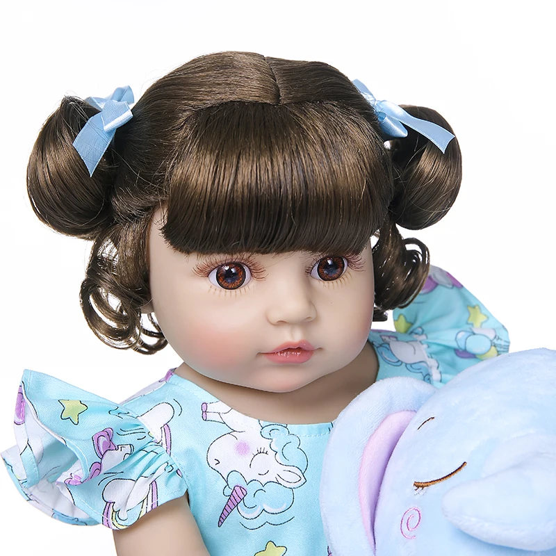 55CM NPK reborn baby doll toddler girl bebe reborn very soft full body silicone doll bath toy