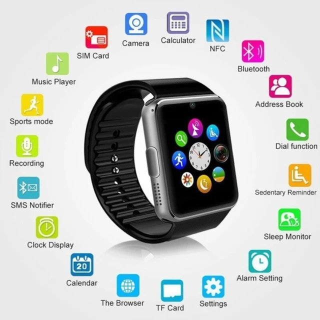 GT08 Bluetooth Smart Watch Touch Screen Big Battery Support TF Sim Card Camera Watch for IPhone Android Smartwatch PK DZ09 Watch AliExpress