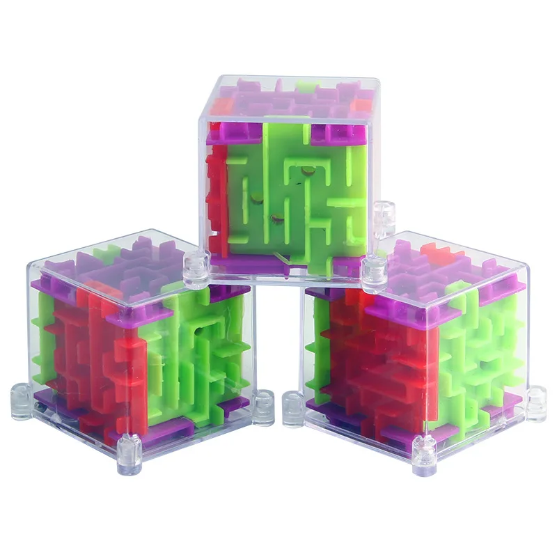 3D Maze Magic Cube Fidget Toys Transparent Six-sided Puzzle Speed Cube Rotating Ball Maze for Children Educational