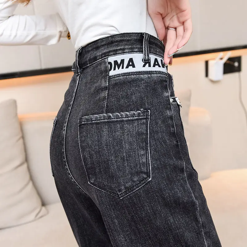 2020 Autumn Stretch Harlan Jeans Women's 2020 Casual Comfortable BF Straight Jeans for Women Denim High Waist Jeans Capri-Pants