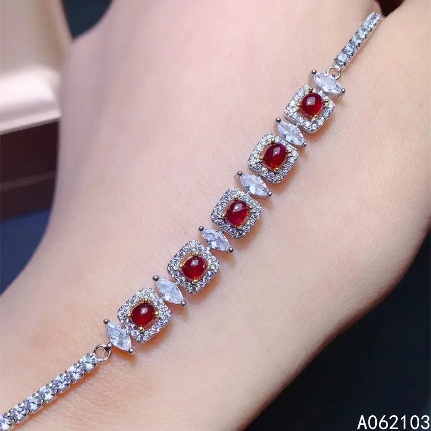 

KJJEAXCMY fine jewelry 925 sterling silver inlaid natural ruby Girl Women's popular elegant retro gem bracelet support detection