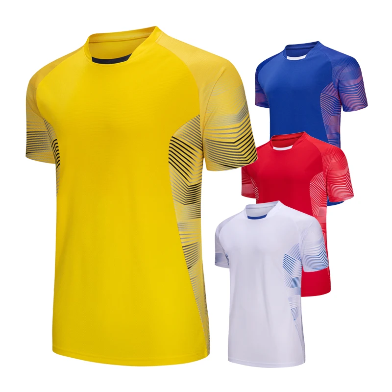 T-shirt de sport imprimé à manches courtes pour hommes, maillot de fitness respirant, chemises d\'équipe de football, course en plein air,