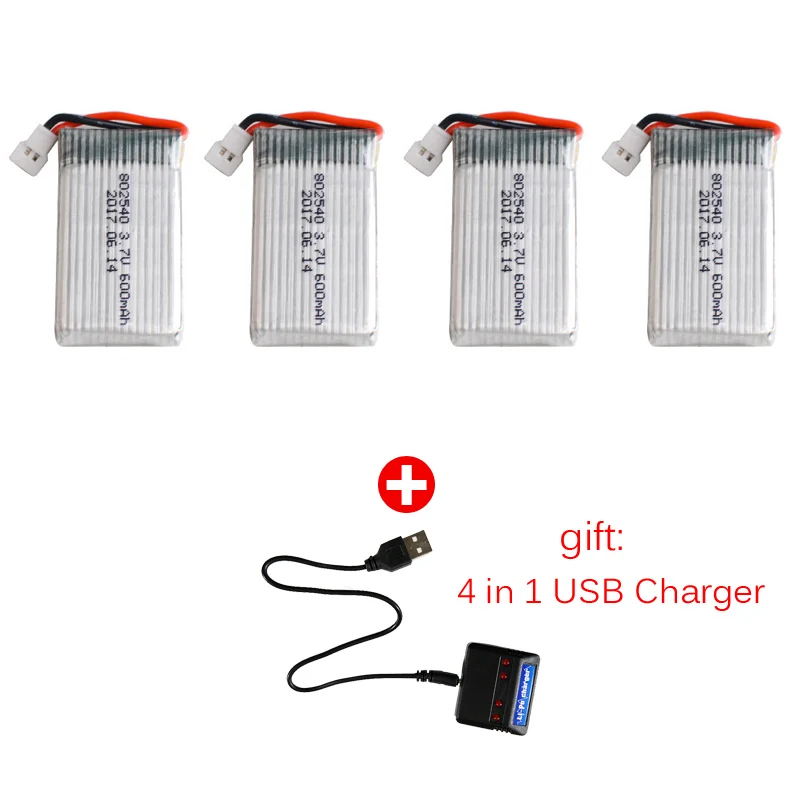 4 шт. 3,7 в 600 мАч аккумулятор для X5 X5C X5SC X5SW MJX X705C RC Дрон Квадрокоптер запасная батарея с зарядным устройством 4 в 1 USB