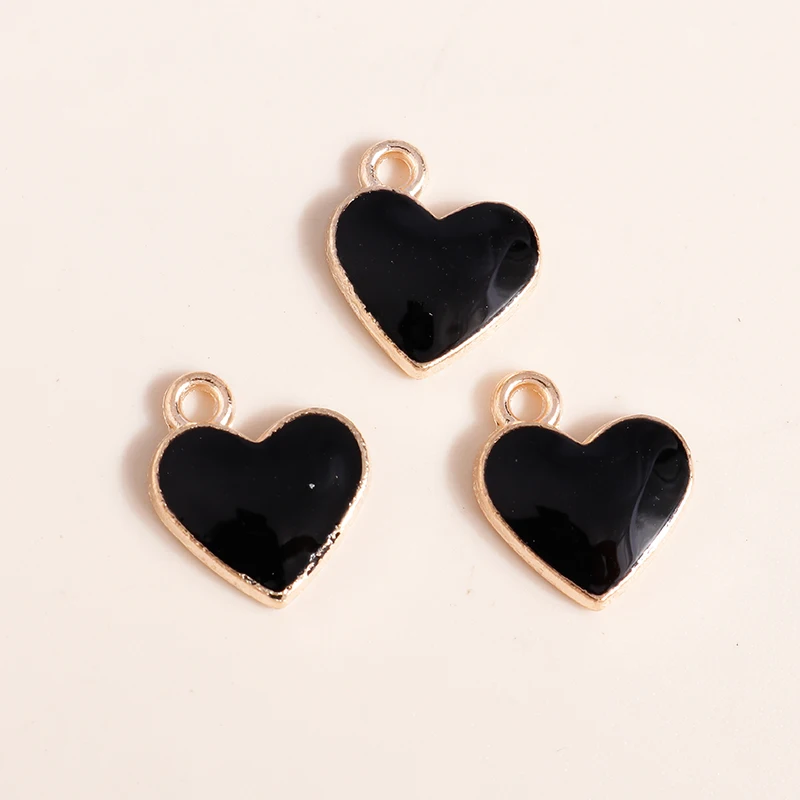 10pcs 12*13mm Pendants Enamel Love Hearts Charms Necklaces Earrings Jewelry Making Accessories diy Craft Supplies