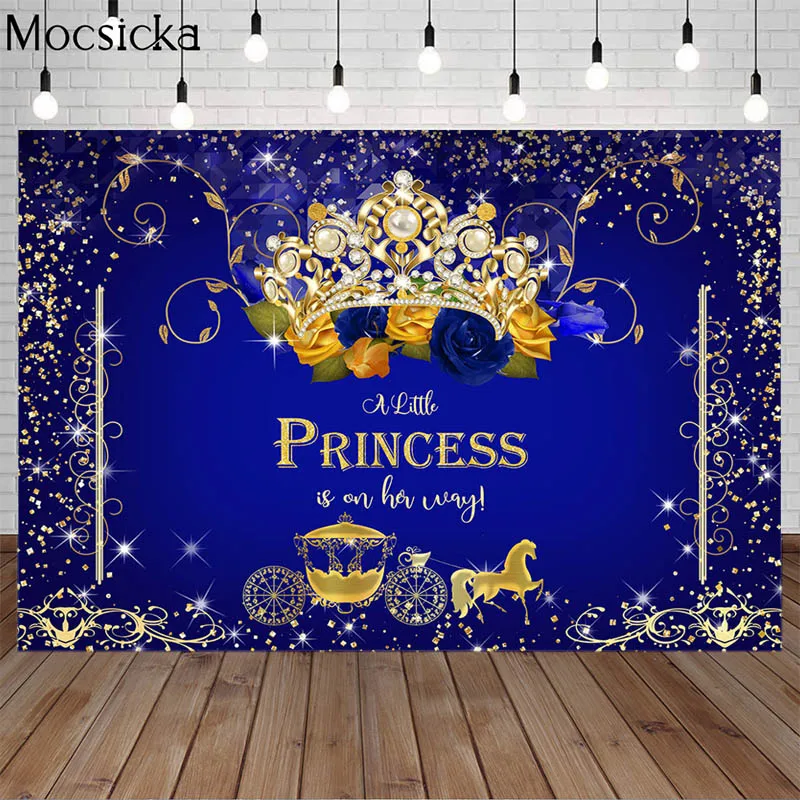 Mocsicka A Little Prince Is On The Way Theme Birthday Backdrop Royal Boy Diamond Crown Decor Baby Shower Background Party Photo