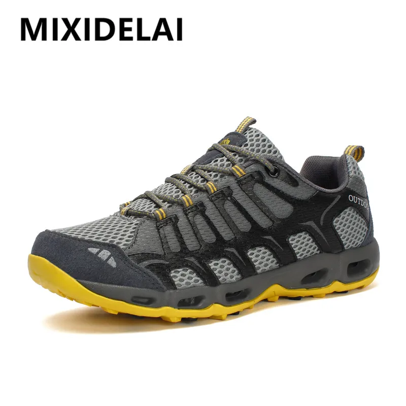 Leather Men Casual Shoes Male Summer Shoes Mesh Breathable Men Sneakers Rubber Sole Men\'s Hiking Shoes Outdoor Zapatos De Hombre