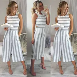 Women's Jumpsuit 2020 New Fashion Sleeveless Striped Clubwear Playsuit Bodysuit Party Jumpsuit & Romper Chiffon Long Trousers