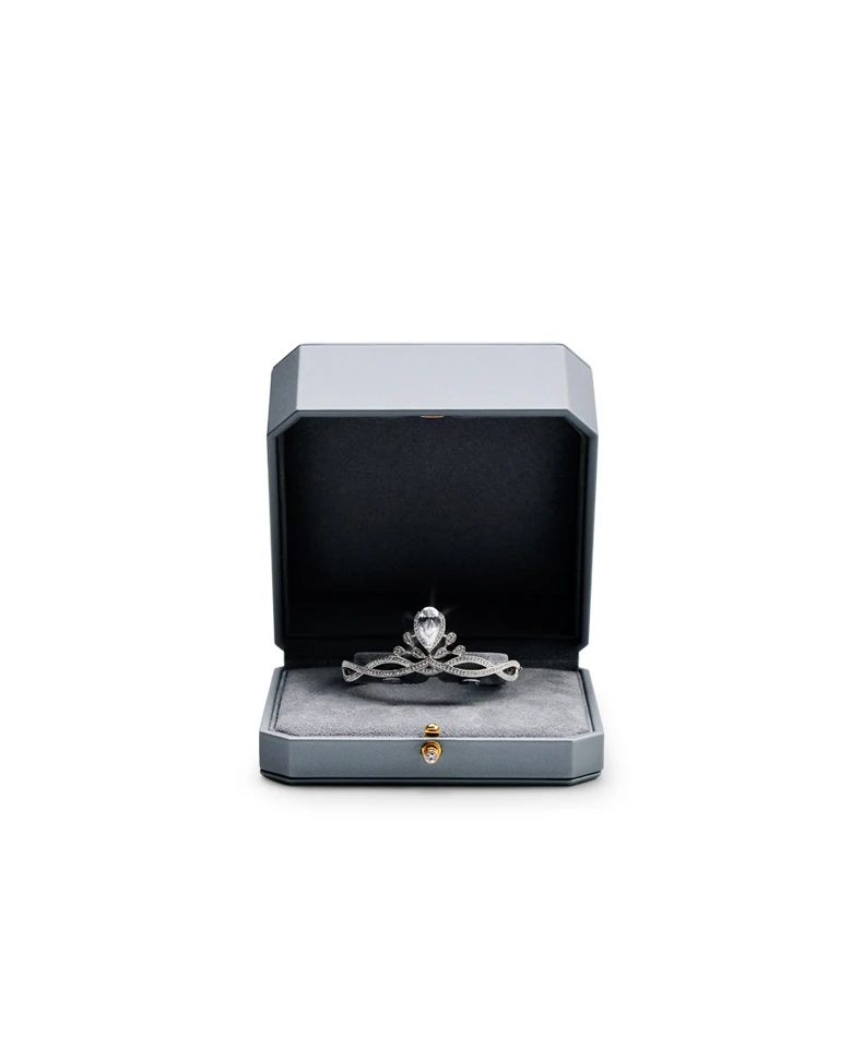 Oirlv Premium Leather Double Ring Couple Box for Wedding Ceremony Engagement Pendant Earrings Necklace Holder Jewelry Gift Box