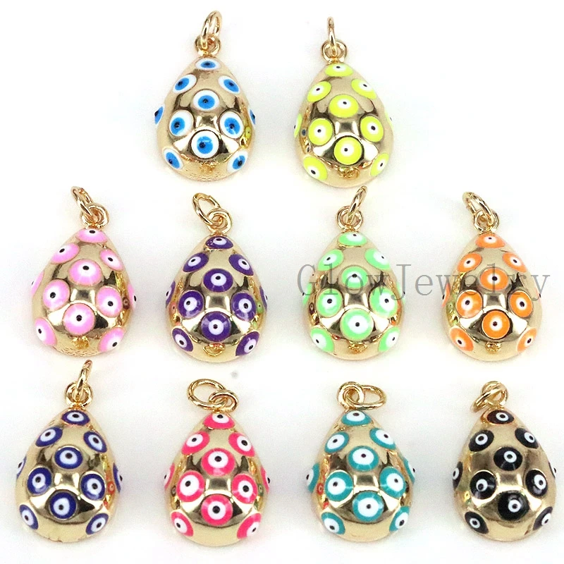 

10Pcs,Colorful Eye Mini Pendant For Women Jewelry Making Gold Finish Charms Drop Shape Pendants Supplies