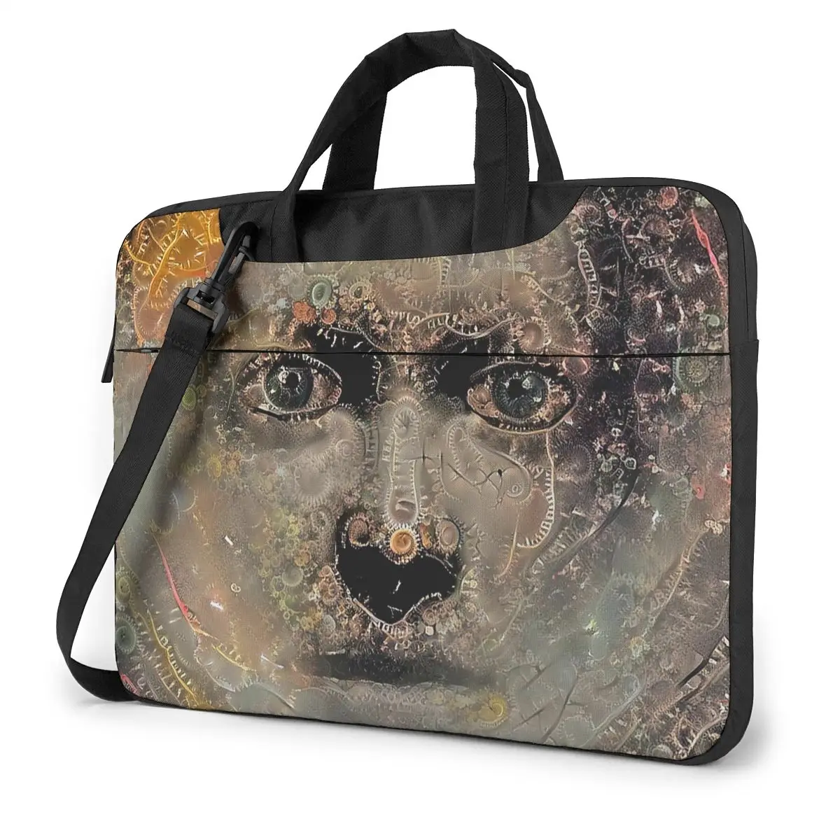 Abstract FaceDigital Abstract Painting.Human Face Laptop Bag Case Protective Vintage Computer Bag Bicycle Crossbody Laptop Pouch