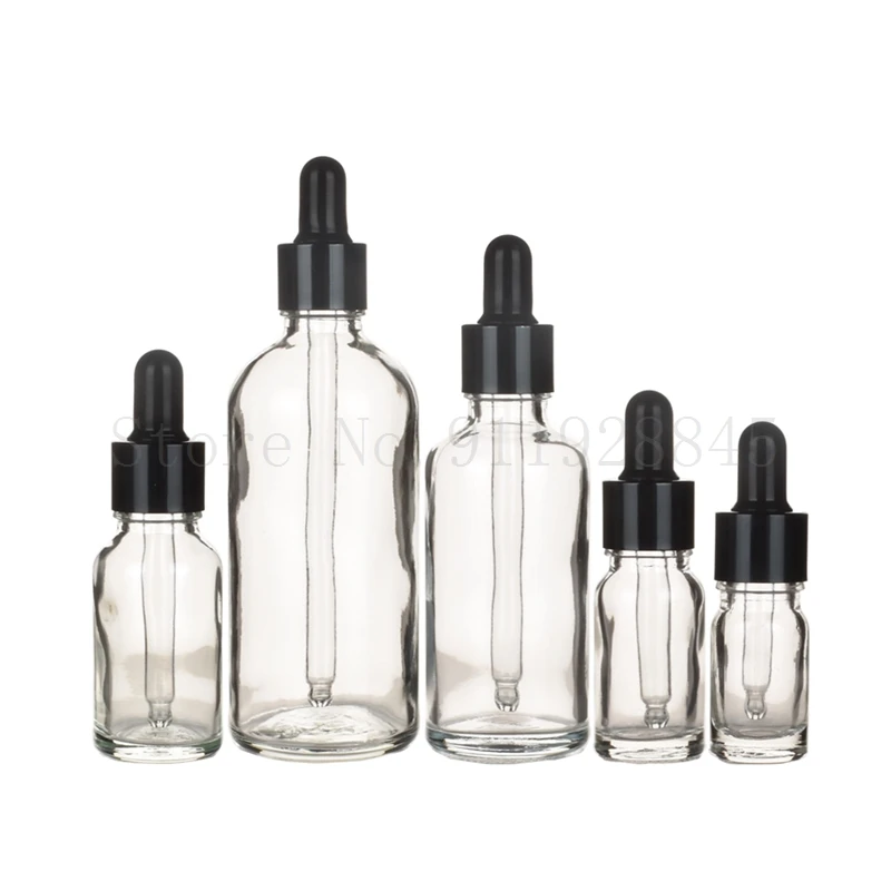 10 Stks/partij 5Ml Tot 100Ml Lab Clear Ronde Glazen Geraffineerde Olie Fles Met Glas Droppers Voor School Experiment