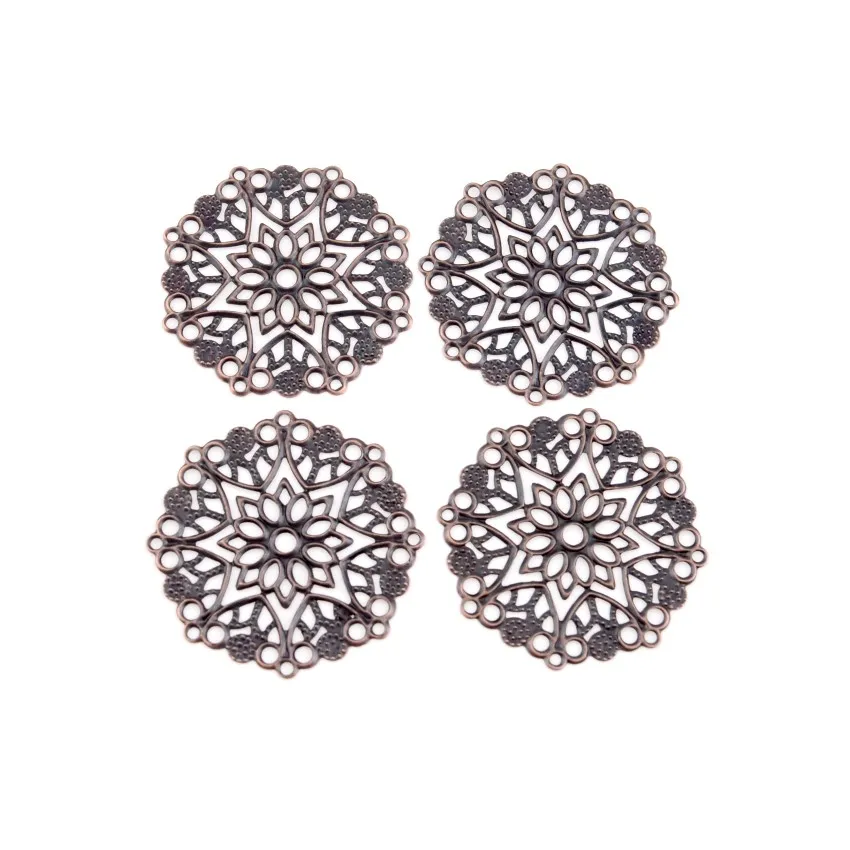 10Pcs Embellishment Findings Flower Gold Plated Hollow Metal Crafts Decoration DIY 3.5cm F0415