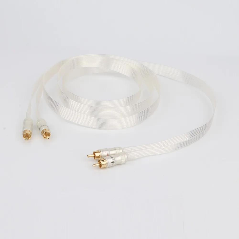 Hifi Silver Plated Cable Blue White Heven King Snake Gold Plated RCA Interconnect Cable