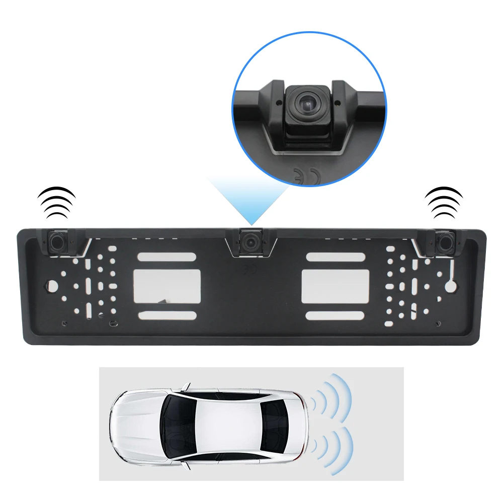 

UK European License Plate Car Video Parking Sensor PZ600L Rearview System TFT LCD LED Mirror Monitor Displays DVD HD Camera