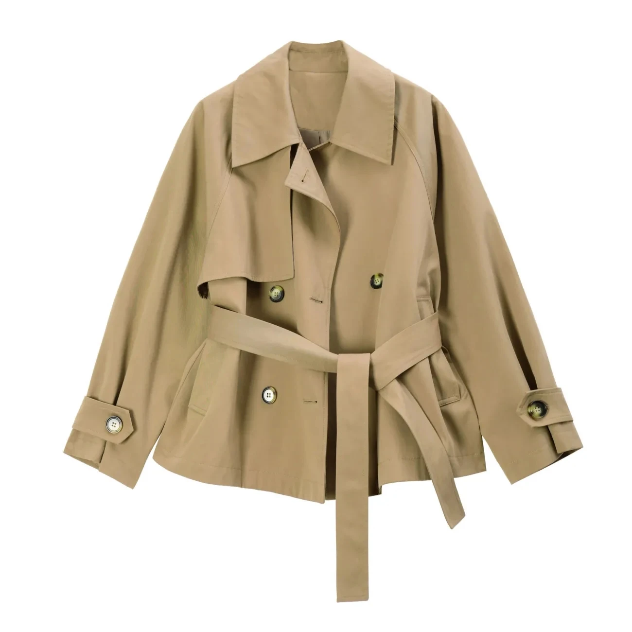 

Nice Spring/Autumn Loose Oversize Woman Trench Coat Pop Short Jacket Double Breasted Female Trench Coat Belt Solid Overwear